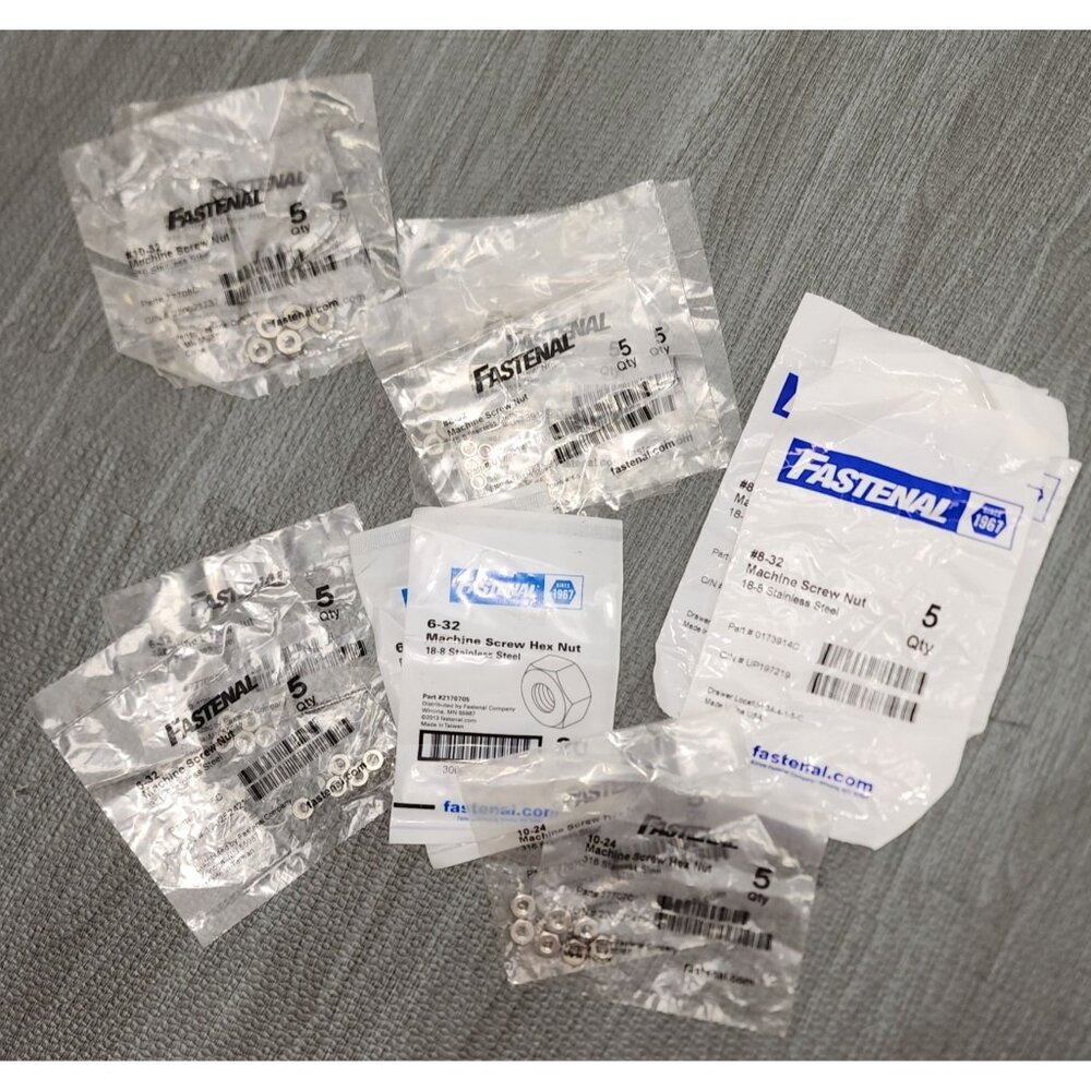 NEW Fastenal Machine Screw Nut Hex Nut Lot of 15 Sealed Bags Hardware